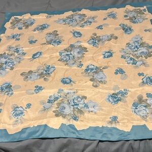 34” square blue rose scarf